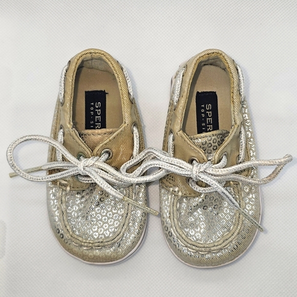Sperry Top-Sider Bahama Crib Sz 2M Slip-on Silver Circle Print - Picture 3 of 13
